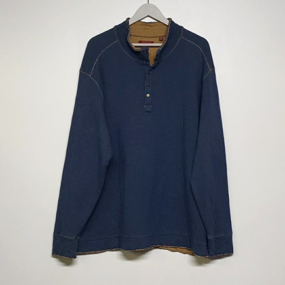 Jeremiah Men's Shirt Henley Button Size XL Blue